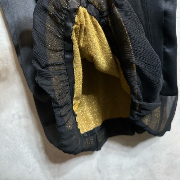 BCBGMAXAZRIA Dress Women’s Size 2 Silk studs Halter Mini Black lined Golden - Picture 7 of 16